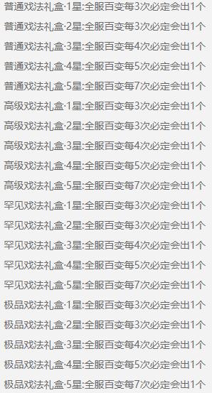 传奇霸业百变戏法概率